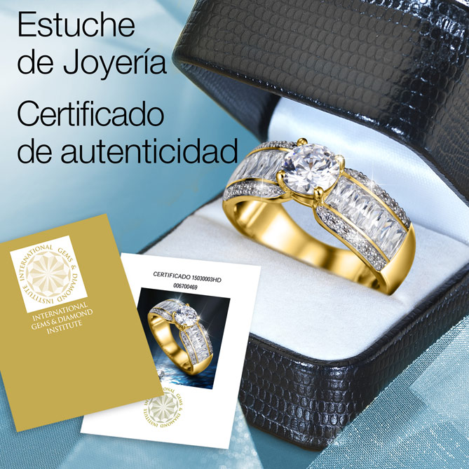 Anillo Tesoro de Diamantes: El Anillo Tesoro de Diamantes se entrega en un estuche de joyería con su Certificado de Autenticidad