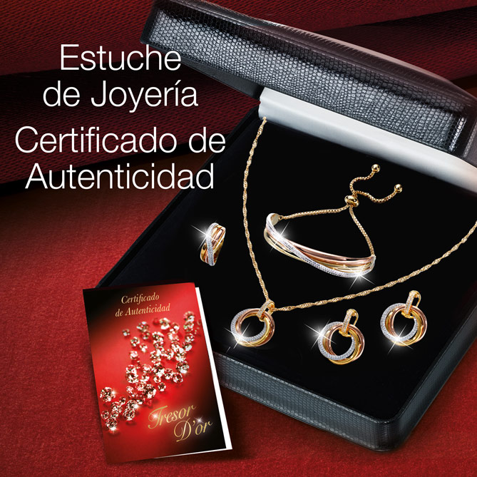 Conjunto TRESOR D´OR: El Conjunto TRESOR D´OR se entrega en un elegante estuche de joyería y junto con su Certificado de Autenticidad