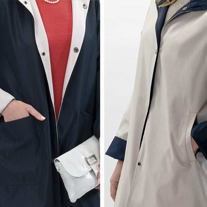 Gabardina Reversible: Puños reversibles y bolsillos diferentes a cada lado.