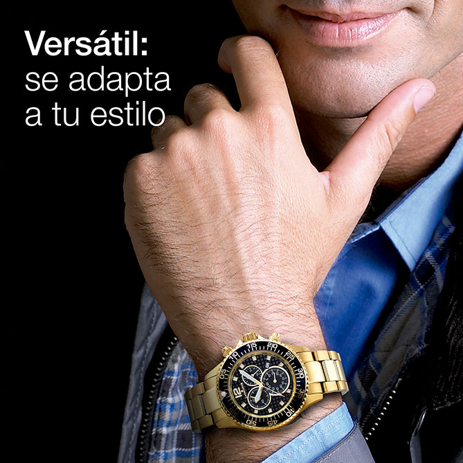 Reloj de hombre clásico de oro, Symbol: Diámetro de la caja: 42mm. Water Resistant: 5 ATM.